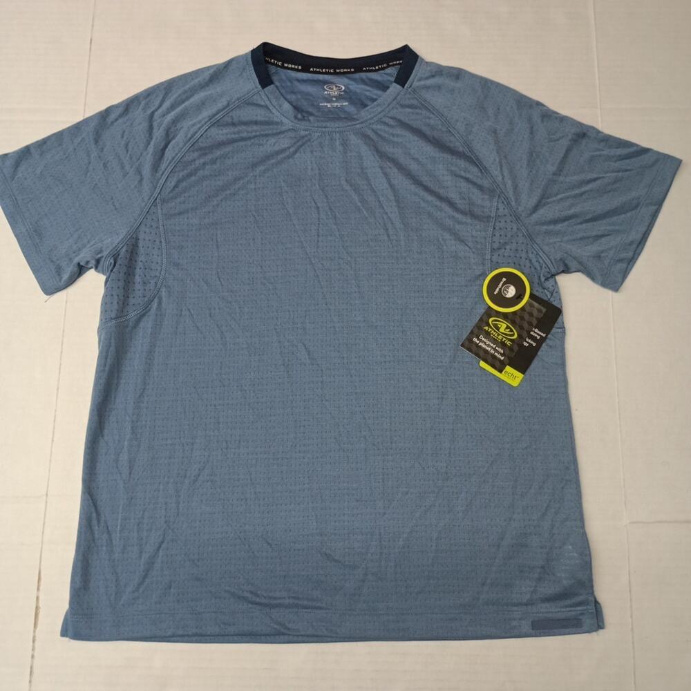 Athletic Works Mixed Media Tee Men's T-Shirt Size M Medium Blue Breathable